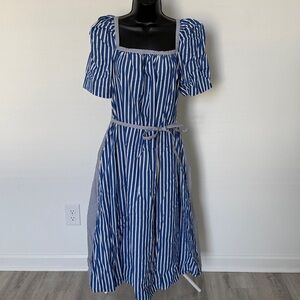 Blue and White Striped Maxi Dress